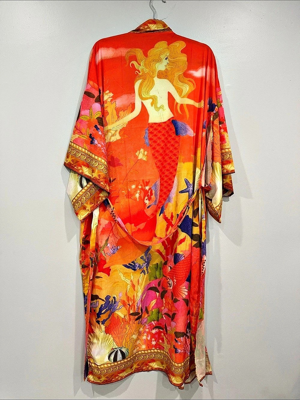 New Mermaid Coy Fish Kimono Robe Orange Womens S M L